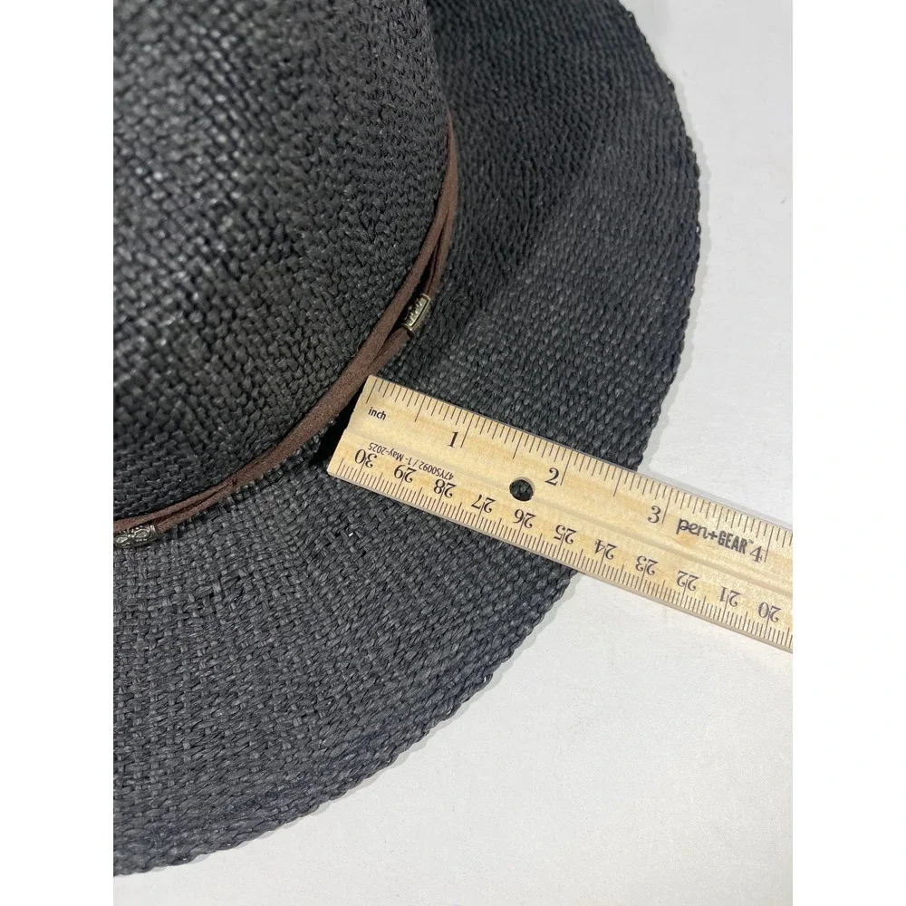 Scala Pronto Sun Hat Womens OS Black Toyo Straw Fedora Wide Brim Boho Band